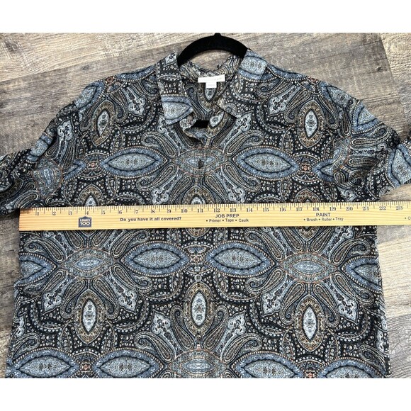J. Jill Blouse Women's Size Small Paisley Tunic Mandala Long Sleeve Blouse - Picture 11 of 13